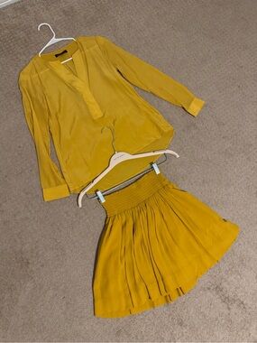Banana Republic Mustard Yellow Two-Piece Blouse and Skirt